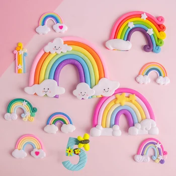 1 BUC Rainbow Lut Moale Tort Fân Cupcake Decor Copil de Dus Un 1 mai Fericit Ziua de nastere Partid Decor Copii Fată Băiat de Copt Consumabile