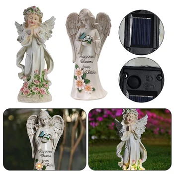 Solar Lumina de Noapte Sculptură Rafinat de Flori Fairy Angel Fata Statuii Atmosfera Peisaj Decoratiuni de Vacanță Cadouri pentru Prieteni