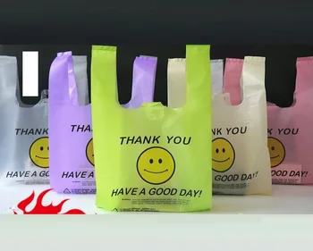 50Pcs Populare Utile Pungă de Plastic Transparent Geantă de Cumpărături Supermarket Pungi de Plastic Cu Mâner de Ambalare produse Alimentare pungi
