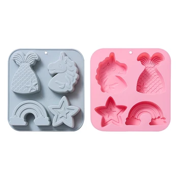 4 Cavitatea 3D Unicorni Silicon Flexibil Clasa a Modela Lut Ceramica Rășină Bomboane Fondante Bomboane Ciocolată Săpun Mucegai
