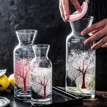 Nordic Sticlă De Culoare-Schimbarea Cherry Blossom Apa Cana Creative Rezistente La Căldură Lapte Suc De Sticlă Transparentă Ceașcă De Ceai Drinkware
