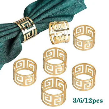 3/6/12pcs Stil European Șervețel Inel de Șervet de Pânză Catarama Model Gol de Servire Servetele de Aur și Argint Decorare Masă de Nuntă