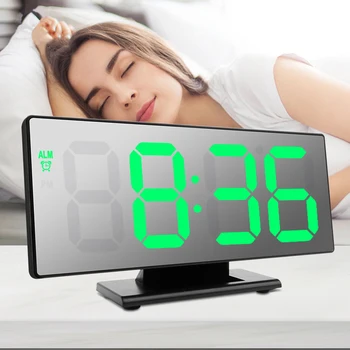 LED Digital Ceas cu Alarmă Oglindă Electronice Ceasuri Multifunctional Display LCD de Mari dimensiuni Ceas de Masa Digital cu Temperatura Calendar