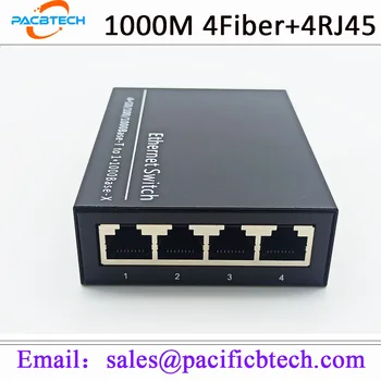 Gigabit Ethernet, Fibre Comutator Media Converter 2Fiber Port 4RJ45 cu Port de Fibra Optică de Emisie-recepție 20KM SC Single Mode 100/1000M