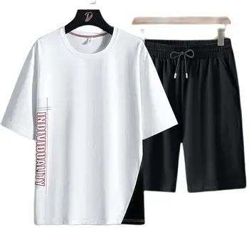 MUJN 2023 Noua Moda de Vara Barbati cu mânecă Scurtă T-shirt Casual Costum de Sport de sex Masculin Mare Dimensiune pantaloni Scurți de Un Set de Jumătate cu mâneci Topuri Bărbați