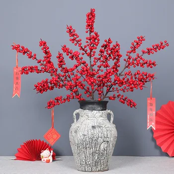 Artificiale Caju Roșu Holly Diy Anul Nou Aranjament De Flori Decor
