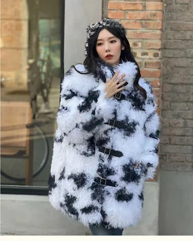 Noi naturală originale femei blana de oaie haina doamnelor cald iarna moda sacou uza