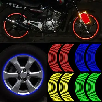 16Pcs/set Masina Motocicleta Benzi 18inch Rim Stripe Roata Decal Banda de Autocolant Reflectorizant Material Siguranța Rutieră Reflecta Bandă