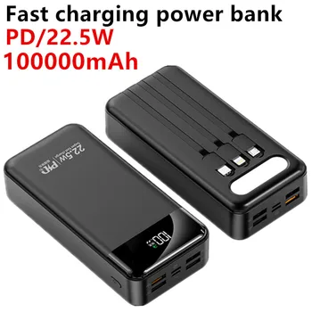 100000mah putere banca cu 22.5 w pd încărcare rapidă portabil powerbank poverbank încărcător de baterie pentru iphone 13pro xiaomi, huawei