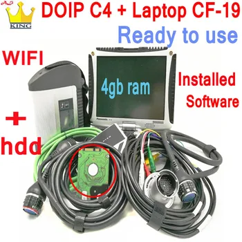 Cea mai bună Calitate MB Star C4 PLUS DOIP SD se Conecteze Compact 4 MB C4 Wifi multiplexor cu laptop CF-19 i5 pentru camioane car Diagnostic tool