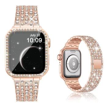 Femei ceas trupa pentru AppleWatch Diamant Benzile de iWatch 3/4/5/6/7/8/se de Metal Apple Watch curea 40mm 38mm 41mm 42 45 de 49mm