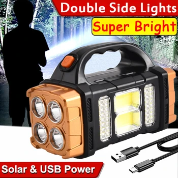 Portabil Solare Puternice Lanterna LED-uri Cu COB Lumini de Lucru USB Reîncărcabilă Portabile 4 Moduri de Iluminare în aer liber, Solar Lanterna