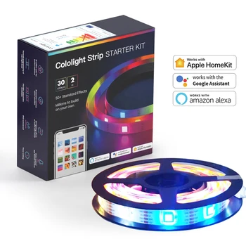 Cololight LED Strip Kit Smart RGB Iluminat Ambiental Coarda Muzică de Sincronizare Compatibil cu Siri Alexa Google Asistent 30 Led-uri/M