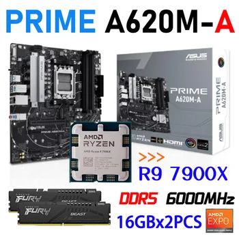 ASUS PRIM A620M-O Placa de baza PCI-E 4.0 AMD A620 Desktop+AMD Ryzen 9 7900X Procesor CPU+RAM Kingston DDR5 6000MHz 16Gx2 EXPO NOI