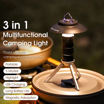 Portabil Camping Lumina cu Magnetic USB Reîncărcabilă 3 Moduri de Iluminare Cort Felinar Camping în aer liber Lanterna Led-uri Lampă Retro