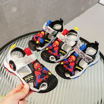 Disney Vara Baieti Sandale Închise Tep Desene Animate Pentru Copii Spiderman Imprimare Ortopedice Sport Din Piele Pu Moale Fete Pantofi De Plaja 26-36