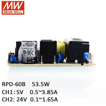 RPD-60B MEAN WELL 53.5 W Dual Ouput Circuit Board, PCB de Alimentare 110V/220V AC la 5V 24V DC 3.5 1.5-UN Grad Medical SURSEI SMPS