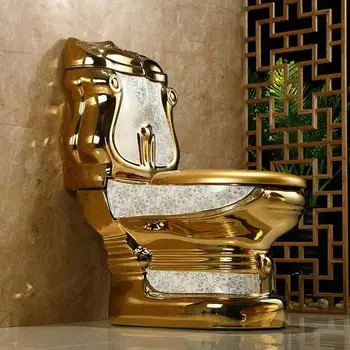 European Stil Artistic De Aur O Bucată Closestool Gravitatea Fluishing Spălare Wc