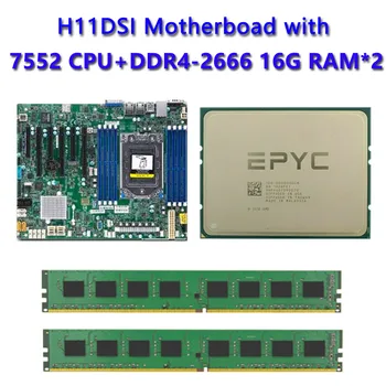 Pentru Supermicro H11DSI Placa de baza +2 buc EPYC 7552 2.2 Ghz 48-Core 96-Fir 180W CPU Procesor +2 buc 16GB DDR4 2666mhz RAM REV2.0