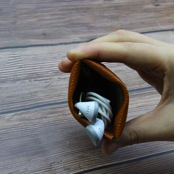 Unisex PU Zipperless Poseta de Monede Doamnelor de a bate Monedă Cartelei Cheie Cablu USB Căști Sac de Depozitare Copii Fata Cadou