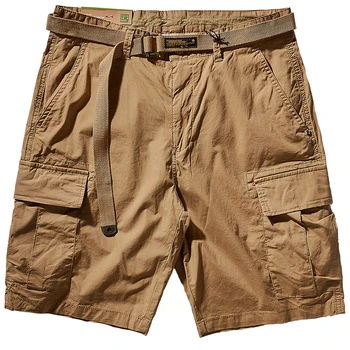 Vara American Retro Ușor în aer liber pantaloni Scurți de Marfă pentru Bărbați Spalat Multi-buzunar Elastic Casual Tineret Drept 5-punct de Pantaloni