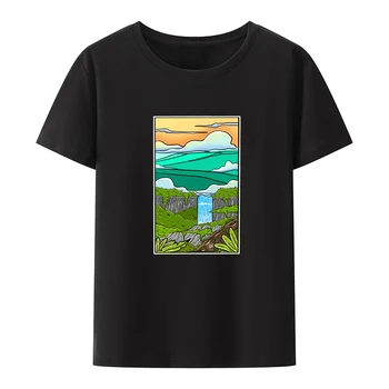 Paradis Cascada de Vaci de Bază Serie de Imprimare T-shirt Camisetas Mujer Literele T-shirt, O-neck Creative de Îmbrăcăminte pentru Femei