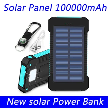 Noua Putere Banca 100000mAh compas de exterior impermeabil curea de încărcare wireless super rapid multifunctional power bank panou Solar