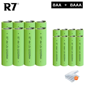 R7 1.2 V Ni-MH AA2200mAh + AAA800mAh Baterie Reîncărcabilă de Celule Coajă Verde cu Sudura File pentru Periuta de dinti aparat de Ras Electric