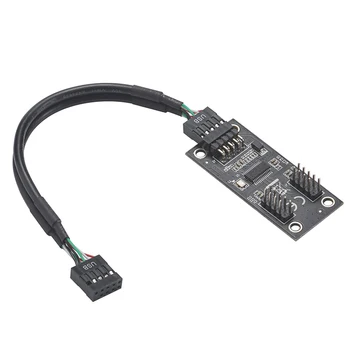 NOUL Hub USB USB Splitter USB2.0 9Pin la Dual 9Pin Hub Adaptor Riser Placa de baza USB 9Pin Antet Conector 1 la 2 Cablu de Extensie