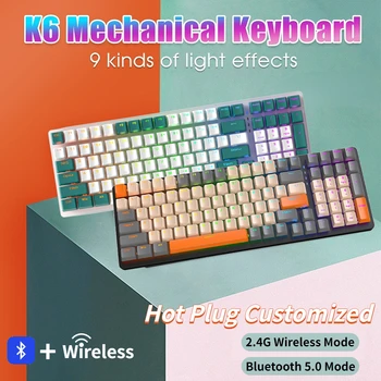 K6/K68 100/68 Chei Mecanice Tastatura Wireless 2.4 Ghz Hot-swap Bluetooth Gamer Tastatură RGB cu lumina de Fundal Personalizate Keycap