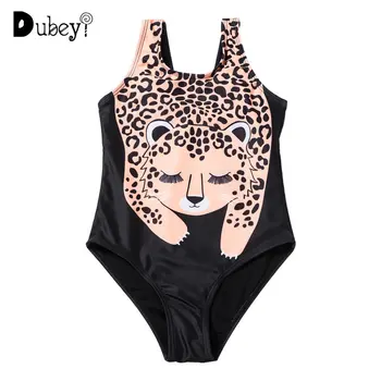 Fetiță de Nouă Sosire dintr-O Bucata Negru Leopard de Imprimare de Costume de baie Bikini pentru Copii Copilul Înot Purta