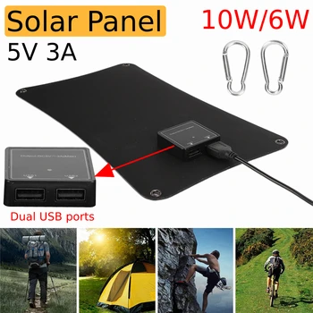 10/6W Panou Solar Încărcător Rapid Dual porturi USB 5V Putere Mobil de Celule Solare Portabile în aer liber IPX6 pentru Telefon Mobil Baterie de Camping