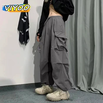 Bărbați de Talie Mare Matase de Gheață Slim Fit Pantaloni de Vara pantaloni de Trening 2023 Casual Largi Picior de sex Masculin Techwear Pantaloni Streetwear Japoneză