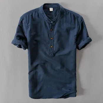 2022 Noi Bărbați T-shirt Vintage Plus Dimensiune Bluza cu Maneci Scurte Retro Noua Moda Barbati Vara Lenjerie de pat din Bumbac Tricou Topuri Teuri Streetwea