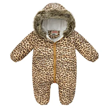 Copil drăguț Salopetă Nou-născut Hooded Fleece Romper pentru Fete pentru Copii de Toamna Iarna Salopeta baietel Haine de Leopard, Floral Fluture