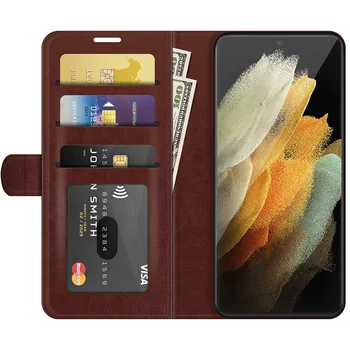 Caz pentru Samsung Galaxy S22 Ultra (6.8 în) Cover Portofel Card de Stent Stil Carte din Piele Faux Negru S908B S22U GalaxyS22U S22Ultra