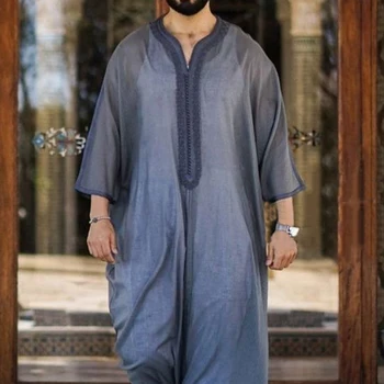 Noi Ramadan Eid Moda Musulmană V Gât Caftan Halat Seturi 2023 Abaya Barbati Retro Modern, Liber Casual Culoare Solidă Haine Islamice