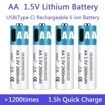 Baterie AA 1.5 V AA Baterie Li-ion Reîncărcabilă Cu cablu USB Li-polimer de Tip C Baterii cu Litiu Pentru Control de la Distanță Jucărie MP3