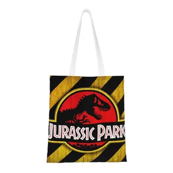 Moda Tipărite Jurassic Park Tote Geantă De Cumpărături Lavabil Canvas Shopper Umăr Dinozaur Lume Geantă De Mână