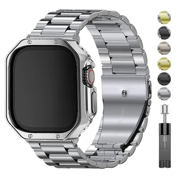 Trupa+Caz Pentru Apple Watch Ultra 2 49mm din Oțel Inoxidabil Curea Armura TPU Protector Bara iWatch Seria 9 8 7 6 5 SE 41mm 45mm 40m