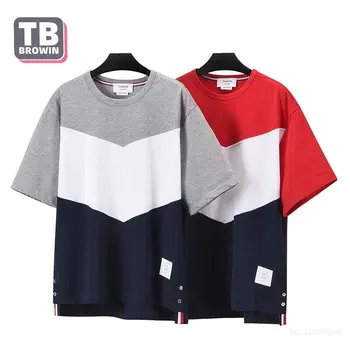 TB BROWIN Barbati tricou Brand Guler Rotund din Bumbac de Culoare Patru Baruri Versiunea coreeană a Sudoare de Absorbție de Agrement Mâneci Scurte