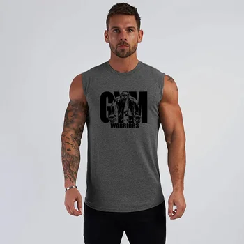 Bărbați Imprimate Strâns Sală de Fitness, Sport Rezervor de Top fără Mâneci Culturism Vesta de Formare O Gât T-shirt
