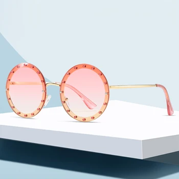2021 Nou Cerc de Moda ochelari de Soare Femei Bărbați Oval Diamant Decora Pante Obiectiv Cadru din Aliaj de Designer de Brand de Lux Tendință UV400