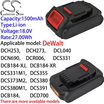 Cameron Sino Ithium Baterie 1500mAh 18.0 V pentru DeWalt DCHJ060B,DCHJ060C1,DCHJ061,DCHJ061B,DCHJ061C1,DCHJ062,DCHJ062B,DCHJ062C1