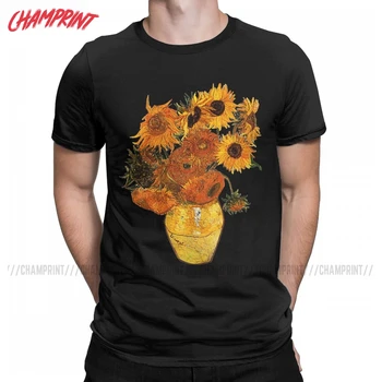 Vincent Van Gogh Floarea-soarelui Tricou Barbati din Bumbac plin de Umor T-Shirt Crewneck Tee Tricou Maneci Scurte Topuri New Sosire