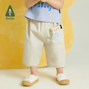 Jules boxerul Pantaloni pentru Copii 2023 Vara Noi de Moda Casual Culoare Solidă Elastic Respirabil Mid-lungime Pantaloni cu Codrin Băieți și Fete 0-6 Y