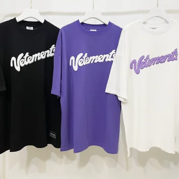 De bună Calitate nouă sosire VETEMENTS de Moda pentru Bărbați T-shirt 1:1 Vetements Mare Logo Tricou Femei VTM Supradimensionat Maneca Scurta Barbati Haine
