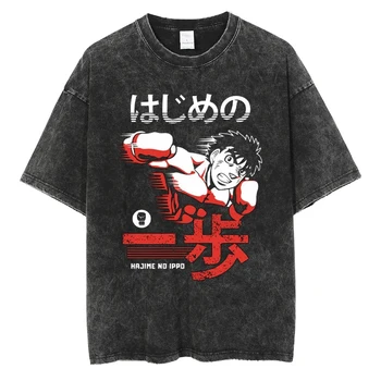Bărbați Vintage Anime Japonez Hajime No Ippo Tricou Streetwear Hip Hop Supradimensionate Desene Animate T-Shirt Graphic Spălat Topuri De Bumbac Tee