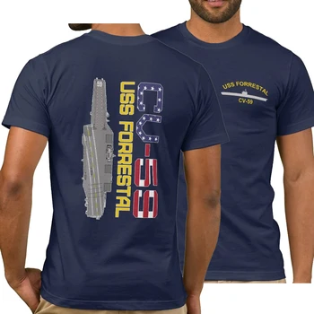 Forrestal Clasa Portavion USS Forrestal CV 59 T-Shirt. Vara din Bumbac cu Maneci Scurte O-Neck Mens T Shirt Noi S-3XL