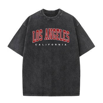 Los Angeles, California Estetice Scrisoare Topuri Bărbați Moda Crewneck T-Shirt Hip Hop Sudoare Bumbac Casual Luxury Mens Teuri Haine